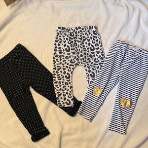 First Impressions Black, White and Navy Girls Leggings Trio